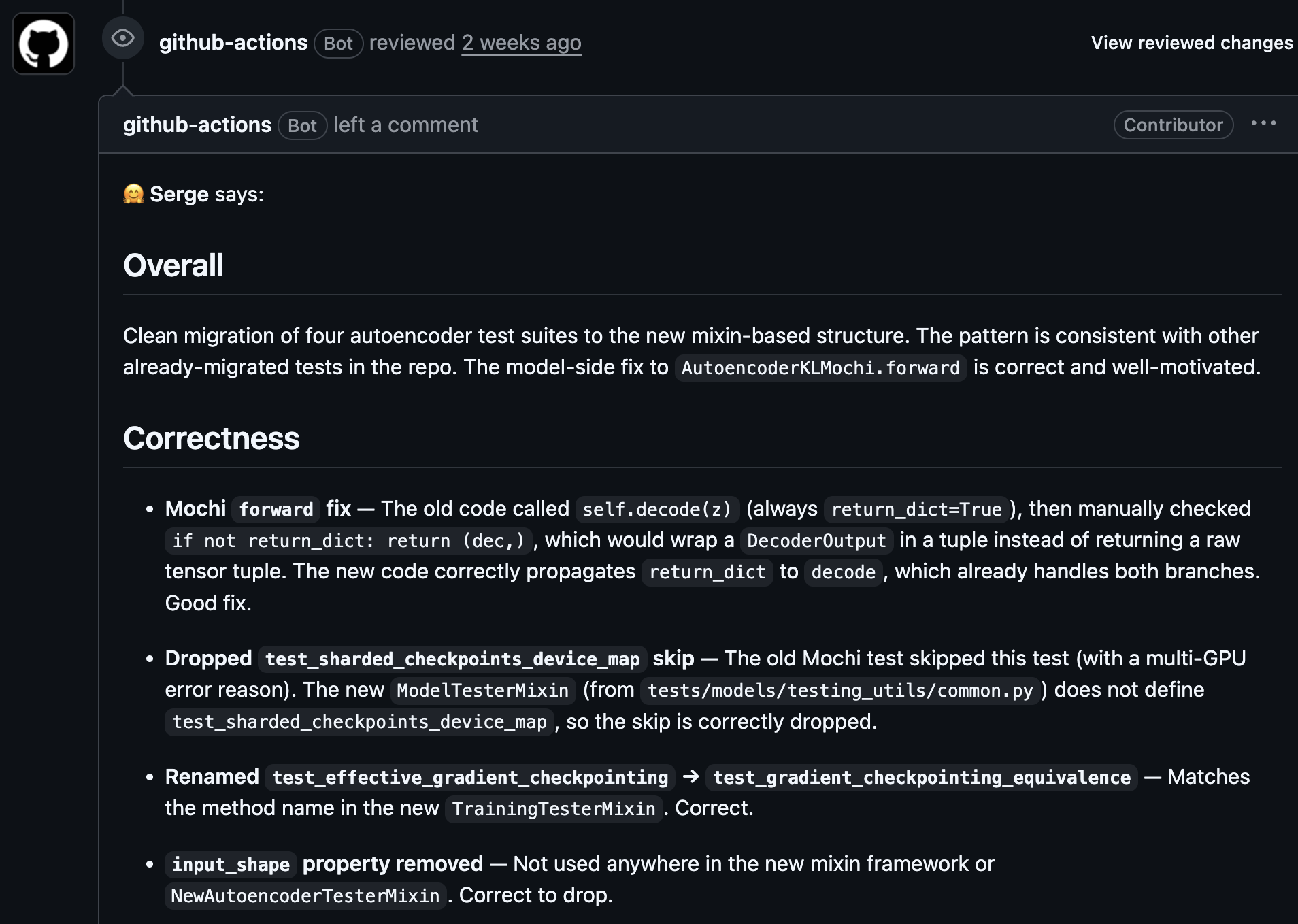 A published Serge review on GitHub