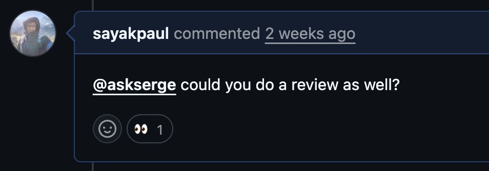 @askserge trigger comment on a PR