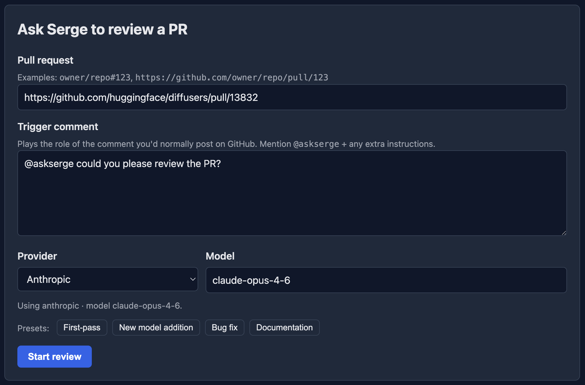 New review page